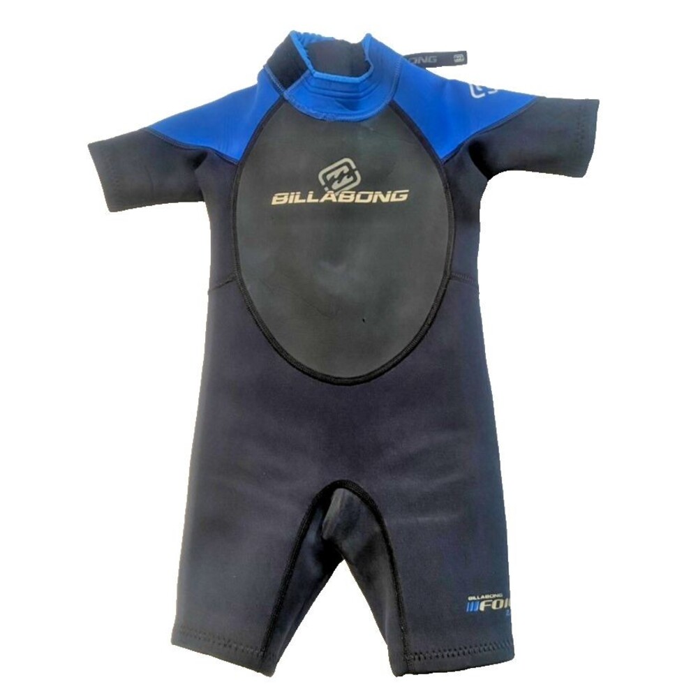 Billabong Wetsuit Youth Kids Unisex Size 4 Black Blue Shorty Neoprene Foil 2/2